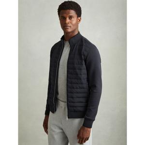 REISS FREDDIE Hybrid Quilt and Interlock Jersey Zip Through Jacket